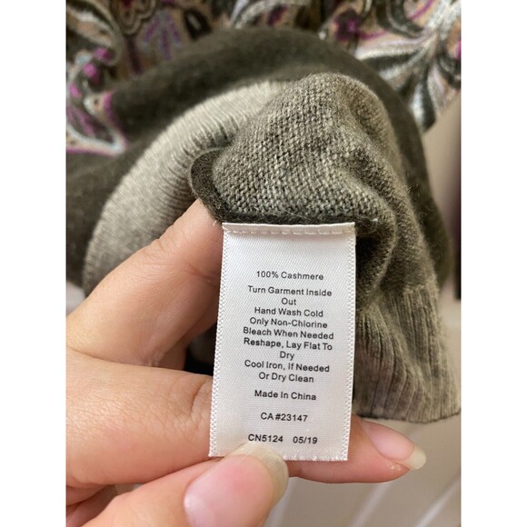 Talbots Womens Audrey Sweater Paisley Cashmere Blend 3/4 Sleeve Size MP - Picture 7 of 11